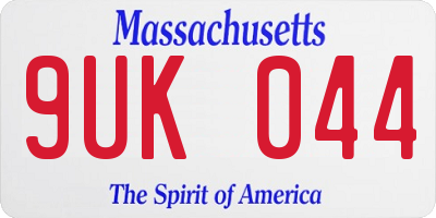 MA license plate 9UK044