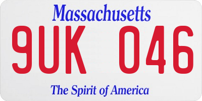 MA license plate 9UK046
