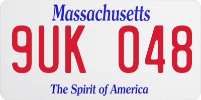 MA license plate 9UK048