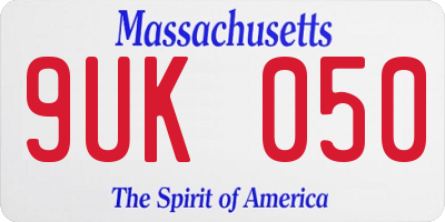 MA license plate 9UK050