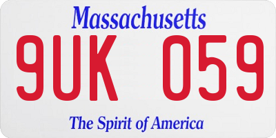 MA license plate 9UK059