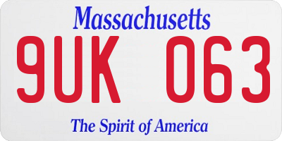 MA license plate 9UK063