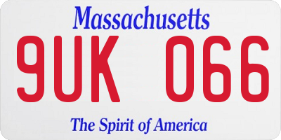 MA license plate 9UK066