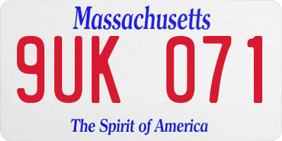 MA license plate 9UK071