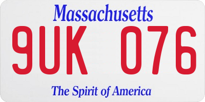 MA license plate 9UK076