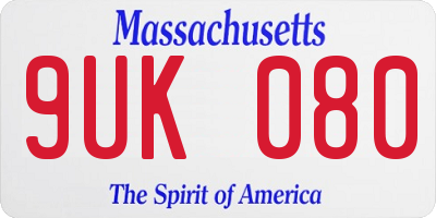 MA license plate 9UK080