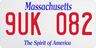 MA license plate 9UK082