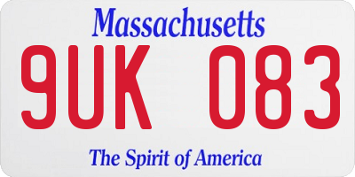 MA license plate 9UK083