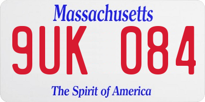 MA license plate 9UK084