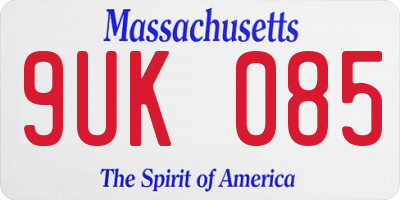 MA license plate 9UK085