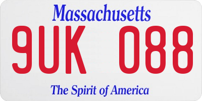 MA license plate 9UK088