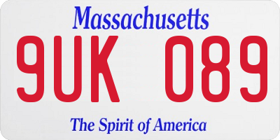 MA license plate 9UK089