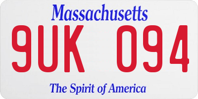 MA license plate 9UK094
