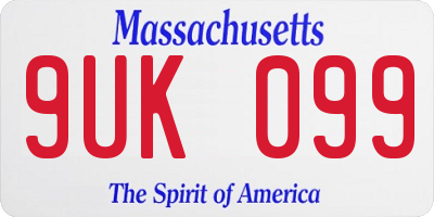 MA license plate 9UK099