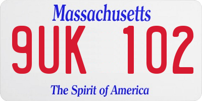 MA license plate 9UK102