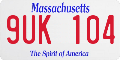 MA license plate 9UK104