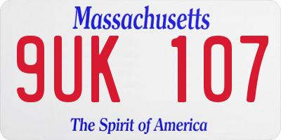 MA license plate 9UK107