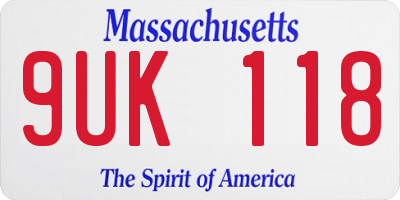 MA license plate 9UK118