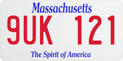 MA license plate 9UK121