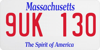 MA license plate 9UK130