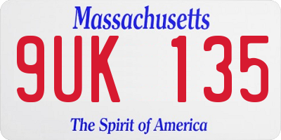 MA license plate 9UK135