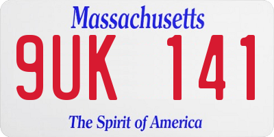 MA license plate 9UK141