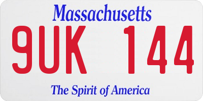 MA license plate 9UK144