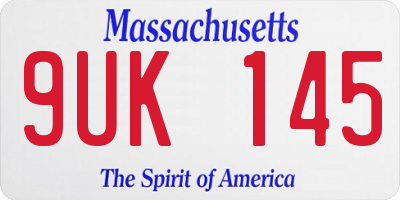 MA license plate 9UK145