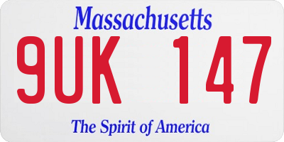 MA license plate 9UK147