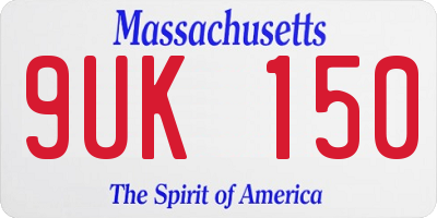 MA license plate 9UK150