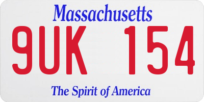 MA license plate 9UK154