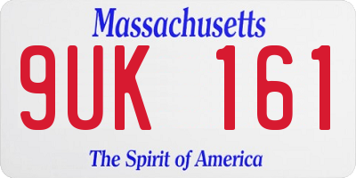 MA license plate 9UK161