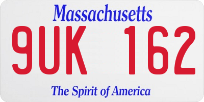 MA license plate 9UK162