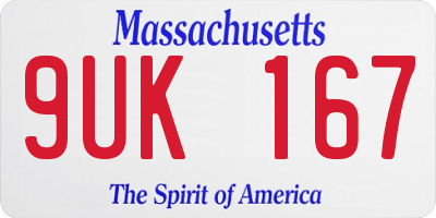 MA license plate 9UK167