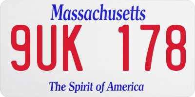 MA license plate 9UK178