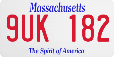 MA license plate 9UK182
