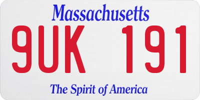 MA license plate 9UK191