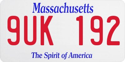 MA license plate 9UK192