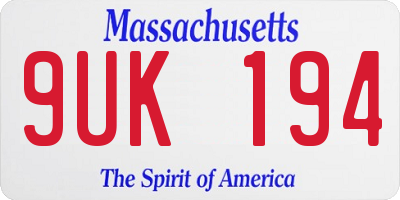 MA license plate 9UK194