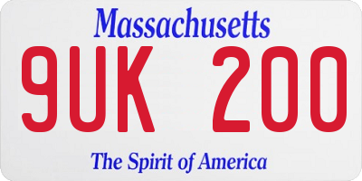 MA license plate 9UK200