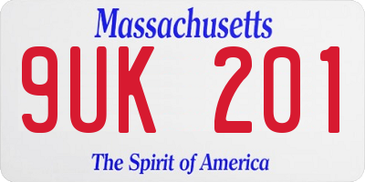 MA license plate 9UK201