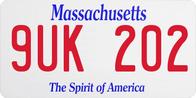 MA license plate 9UK202