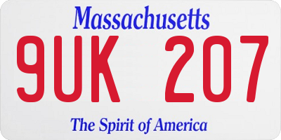 MA license plate 9UK207