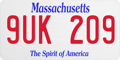 MA license plate 9UK209