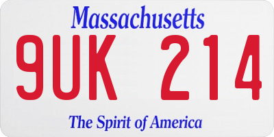 MA license plate 9UK214
