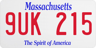 MA license plate 9UK215