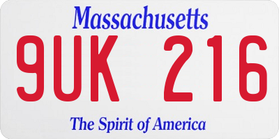 MA license plate 9UK216