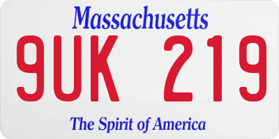 MA license plate 9UK219