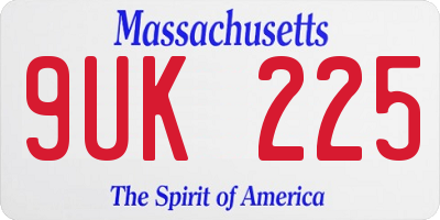 MA license plate 9UK225