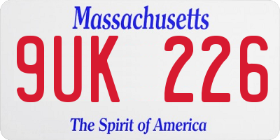 MA license plate 9UK226